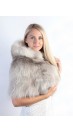 Grey fox fur  shawl with hood